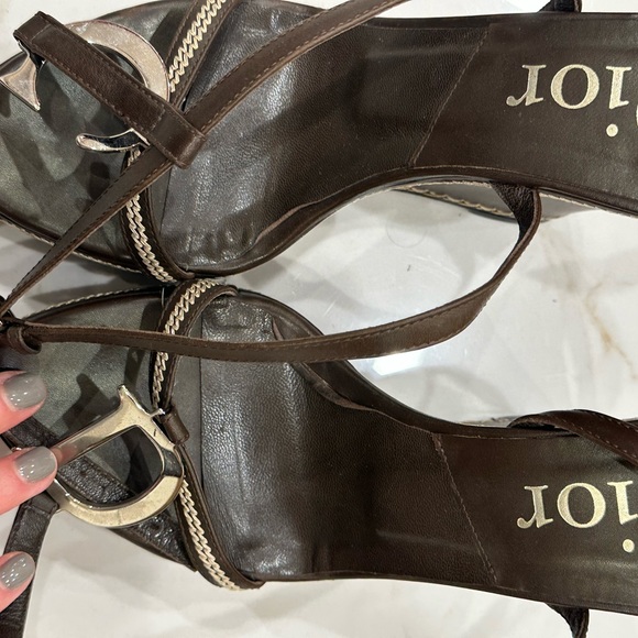 DIOR WOMEN’S SANDALS BLACK LEATHER SIZE 8 - Picture 2 of 6
